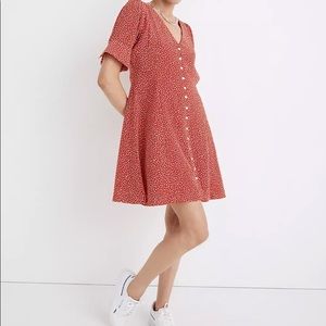 Madewell Silk Button-Front Mini Dress in Park Picnic